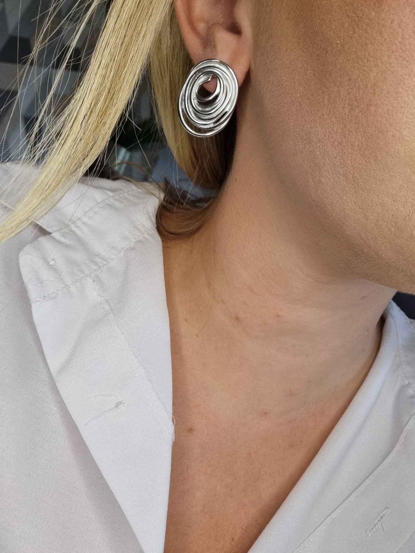 Boucles d'oreilles Onix argenté