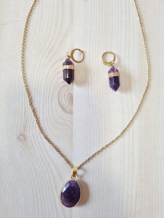 Boucles d'oreilles Collette- Pierre d'apaisement, sagesse et sommeil réparateur