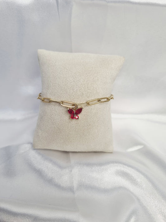 Bracelet papillon Rouge