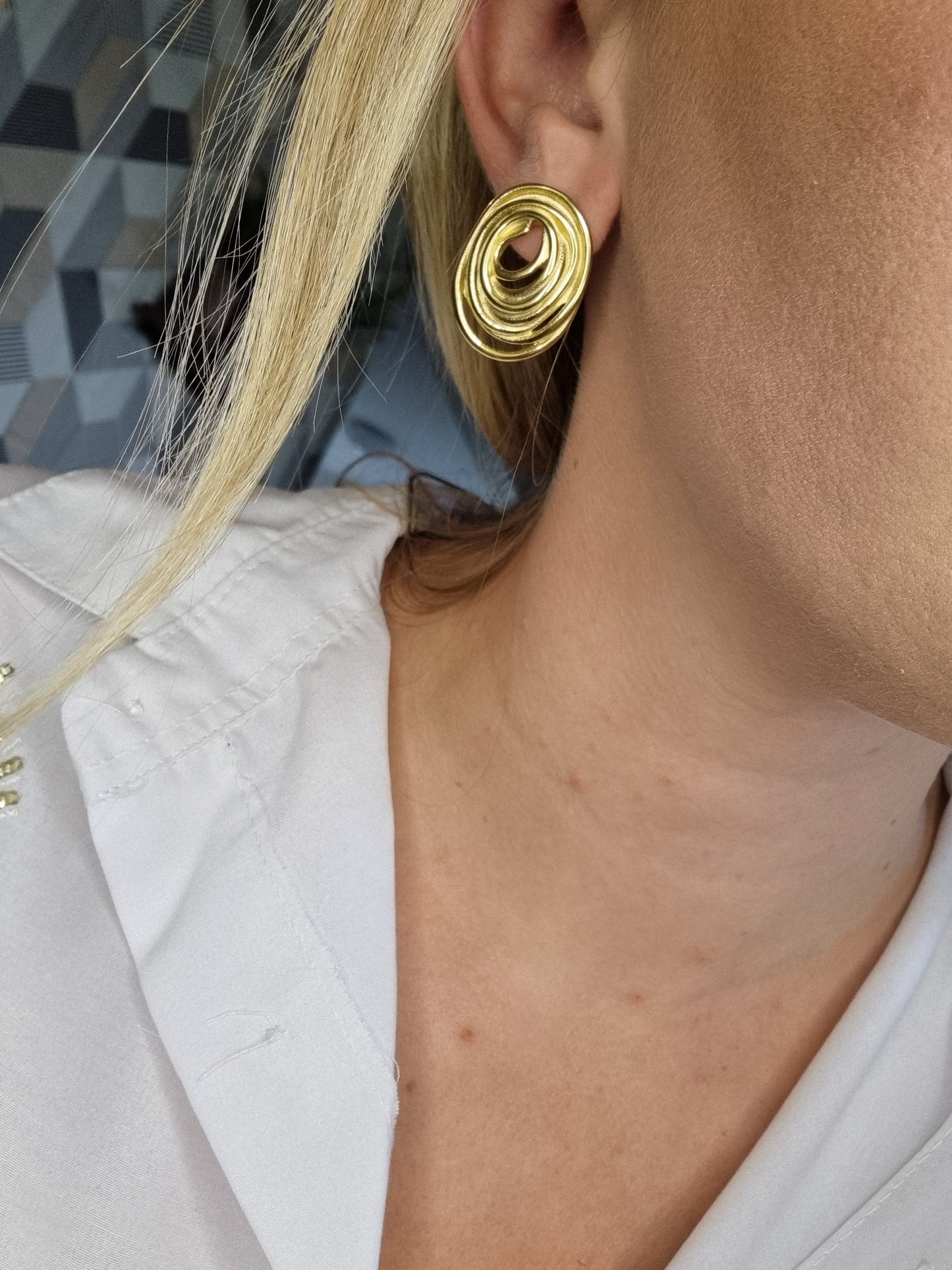 Boucles d'oreilles Onix doré