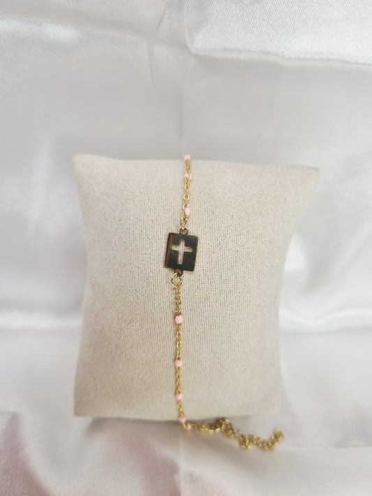 Bracelet croix rose
