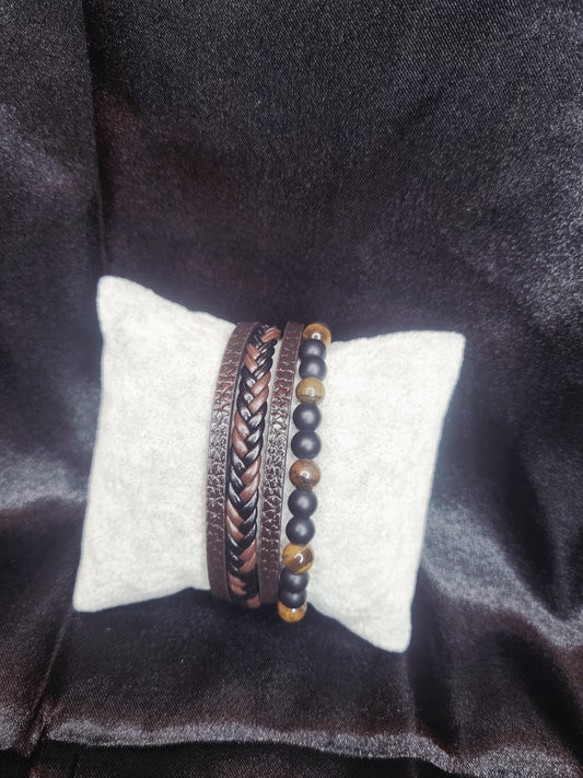 Bracelet cuire et œil du tigre