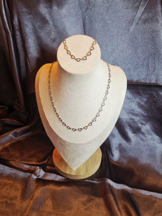 Collier + bracelet coeur