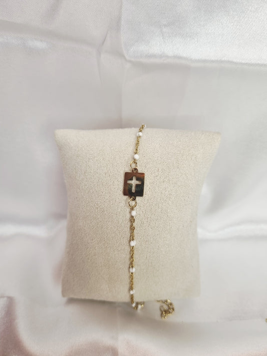 Bracelet croix Blanc