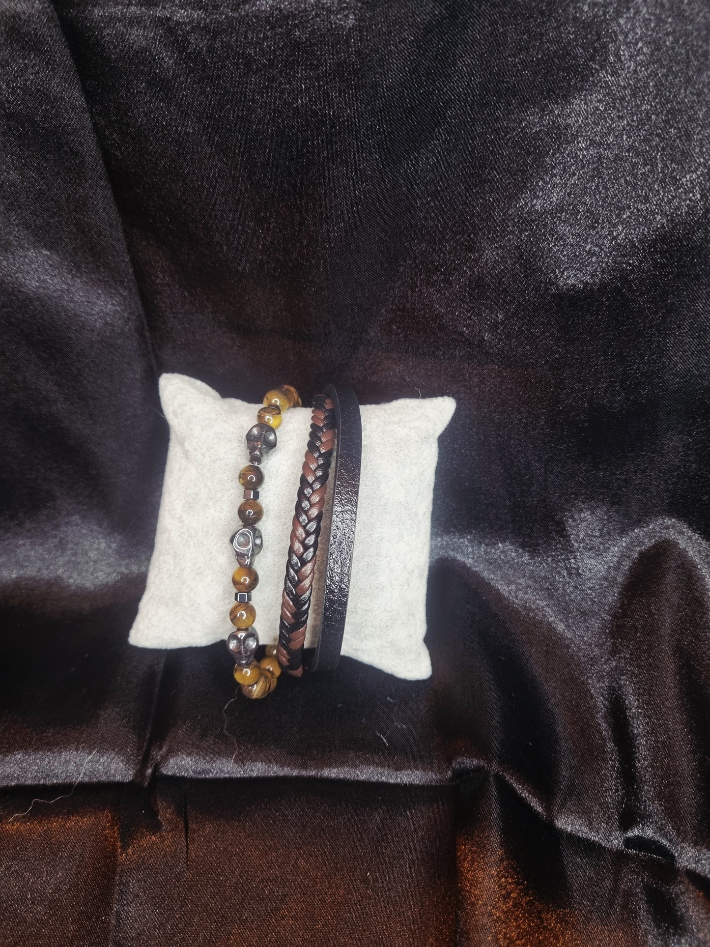 Bracelet cuir et Œil de tigre